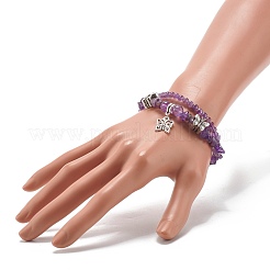 Mixed Stone Chip Beads Reiki Healing Multi-strand Bracelet&nbsp;BJEW-JB07052-M
