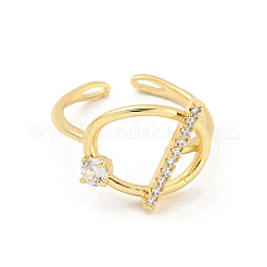 Brass Micro Pave Clear Cubic Zirconia Open Cuff Rings&nbsp;RJEW-G309-24G