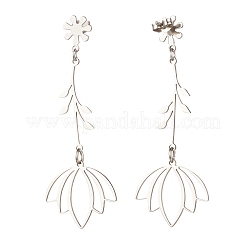 Non-Tarnish 304 Stainless Steel Flower Long Dangle Stud Earrings for Women&nbsp;EJEW-JE05006