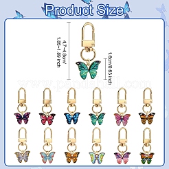 6Pcs Butterfly Alloy Enamel Pendant Decorations&nbsp;HJEW-YW00062-01