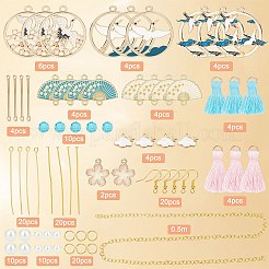 DIY Fan Bird Flower Dangle Earring Making Kit&nbsp;DIY-SC0020-40