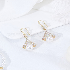 1 Pair Brass Clear Cubic Zirconia Dangle Earrings&nbsp;EJEW-LP0007-071