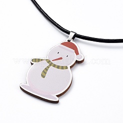 Printed Basswood Pendant Necklaces&nbsp;NJEW-JN02411-01