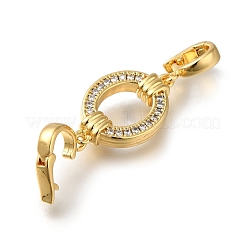 Brass Micro Pave Clear Cubic Zirconia Fold Over Clasps&nbsp;KK-H480-33G