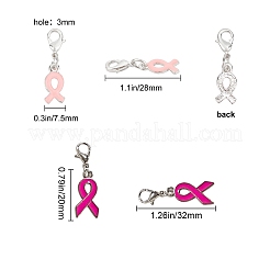 October Breast Cancer Pink Awareness Ribbon Alloy Enamel Pendants&nbsp;ENAM-SC0001-69