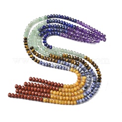 7 Styles Natural Amethyst & Sodalite & Red Jasper & Tiger Eye & Lapis Lazuli & Green Aventurine & Topaz Jade Chakra Beads Strands&nbsp;G-A280-B02-01