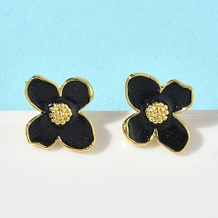 Flower Brass Enamel Stud Earrings&nbsp;EJEW-P341-03G