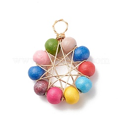 Natural Wood Round Beads Pendants&nbsp;PALLOY-JF01762-01