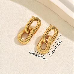 Oval 304 Stainless Steel Dangle Stud Earrings&nbsp;KV5198