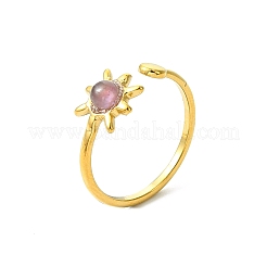 Gemstone Sun 304 Stainless Steel Cuff Open Rings for Women&nbsp;RJEW-JR01064