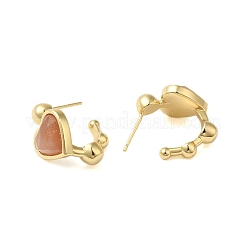 Natural Mixed Stone Heart Stud Earrings&nbsp;EJEW-K287-01G-A