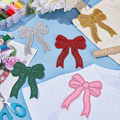10Pcs 5 Colors Bowknot Computerized Embroidery Cloth Self Adhesive Patches&nbsp;PATC-WR0001-10