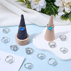 16Pcs 4 Styles 304 Stainless Steel Ovsl Cuff Ring Components&nbsp;RJEW-SC0001-38
