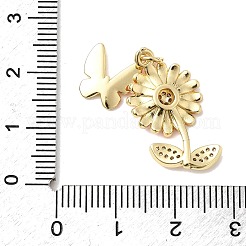 Brass Micro Pave Cubic Zirconia Pendants&nbsp;KK-H529-25G