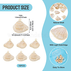 15Pcs Natural Shell Pendants&nbsp;BSHE-TA0001-26