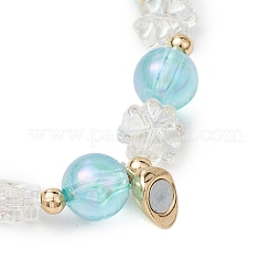 2Pcs 2 Colors Flower & Round Acrylic Beaded Couple Stretch Bracelet Sets&nbsp;BJEW-JB10451