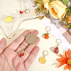 6Pcs 6 Styles Alloy Enamel Rhinestone with Resin Fruit Shoe Charms&nbsp;HJEW-ME00070
