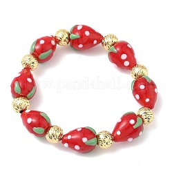 Brass & Lampwork Beaded Stretch Bracelets for Women&nbsp;BJEW-F515-06G