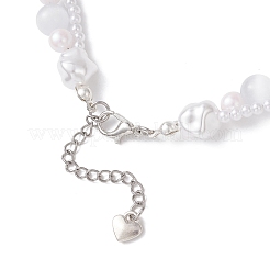 Plastic Imitation Pearl with Cat Eye Round and Nuggets Beaded Necklaces for Women&nbsp;NJEW-JN05714