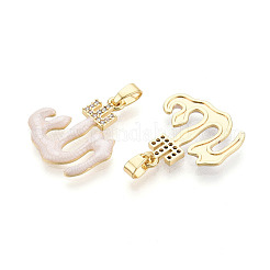 Brass Micro Pave Cubic Zirconia Enamel Pendants&nbsp;KK-L231-06G-02