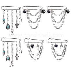 6Pcs 3 Stylesc Alloy Safety Pins&nbsp;JEWB-HY0001-66B