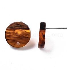 Resin & Walnut Wood Stud Earring Findings&nbsp;MAK-N032-007A-G01