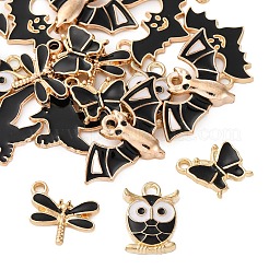 24Pcs 6 Styles Light Gold Alloy Enamel Pendants&nbsp;ENAM-FP0002-40