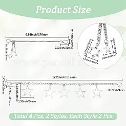 4Pcs 2 Styles Star Alloy Charms Boot Strap Chains&nbsp;AJEW-CP0006-44