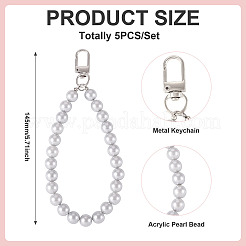 5Pcs Plastic Round Beaded Pendant Decoration&nbsp;HJEW-TAC0059