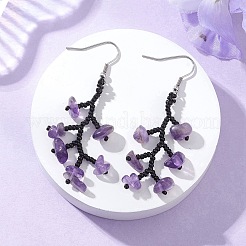 3 Pairs 316 Surgical Stainless Steel Glass Seed Beads Chip Dangle Earrings&nbsp;EJEW-TA00774