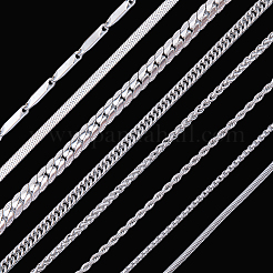 8Pcs 8 Styles Stainless Steel Chain Necklace Sets&nbsp;NJEW-SC0001-61