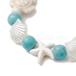 Synthetic Turquoise Beaded Stretch Bracelets&nbsp;BJEW-JB11861