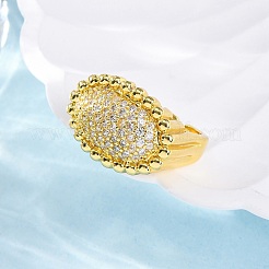 Brass Micro Pave Clear Cubic Zirconia Cuff Rings for Women&nbsp;RJEW-Q009-02G