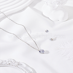 Heart Glass Pendant Necklaces & Stud Earrings Sets&nbsp;SJEW-LP0001-35