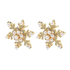 Snowflake Brass Micro Pave Cubic Zirconia Stud Earrings&nbsp;EJEW-G452-03G