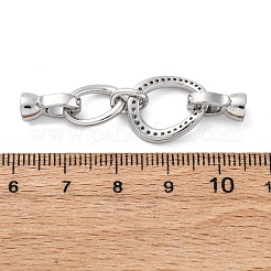 Brass Micro Pave Clear Cubic Zirconia Fold Over Clasps&nbsp;KK-U059-24P