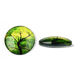 Half Round/Dome Tree Pattern Glass Flatback Cabochons for DIY Projects&nbsp;LS-GGLA-Q037-25mm-M28-06