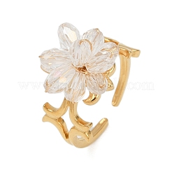 304 Stainless Steel Cuff Rings with Glass Crystal&nbsp;RJEW-V010-07G