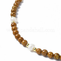 Gemstone & Natural Pearl & Glass Beaded Necklace with 304 Stainless Steel Clasp for Women&nbsp;NJEW-F302-06