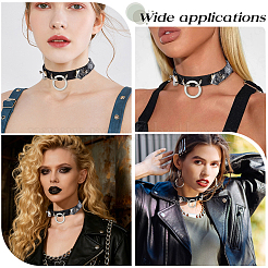Snakeskin Print PU Leather Choker Necklaces with Alloy Rings for Women&nbsp;NJEW-WH20007-08