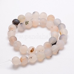 Frosted Natural Agate Round Beads Strands&nbsp;G-E322D-8mm
