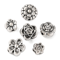 120Pcs 6 Style Tibetan Style Alloy Flower Beads&nbsp;TIBE-YW0001-26