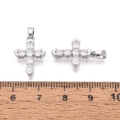 Brass Micro Pave Clear Cubic Zirconia Pendants&nbsp;KK-Q073-01P