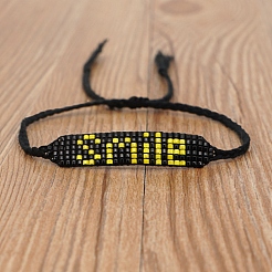 Word Smile Loom Pattern Miyuki Seed Beads Bracelets for Women&nbsp;BJEW-Z013-29