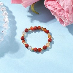 Natural Gemstone Beaded Stretch Rings&nbsp;RJEW-JR00866