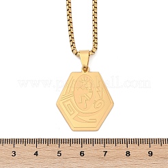 201 Stainless Steel Native American Hexagon Pendant Necklaces&nbsp;LS-NJEW-K283-02G