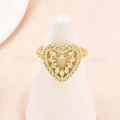 Brass Micro Pave Cubic Zirconia Cuff Rings for Women&nbsp;RJEW-Z113-43G