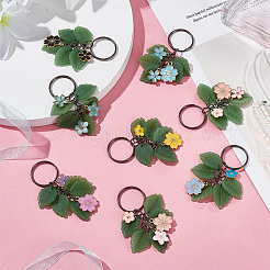 Flower Leaf Alloy Enamel & Glass Pendant Keychain&nbsp;KEYC-AB00014
