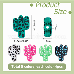 20Pcs 5 Colors Cactus Silicone Focal Beads&nbsp;SIL-HS0001-05