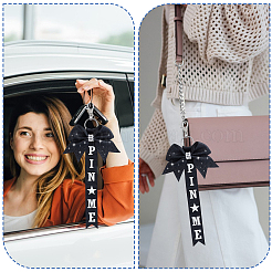 24Pcs Polyester & Rhinestone Keychains&nbsp;KEYC-TW0001-01